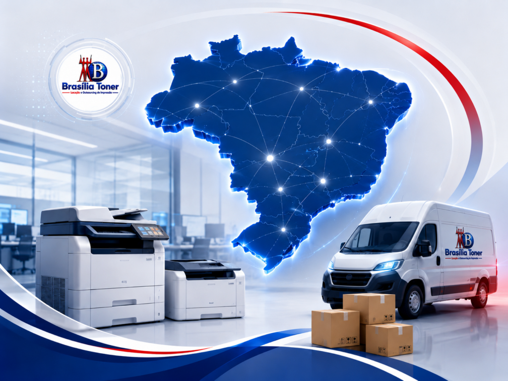Atendimento nacional da Brasília Toner para outsourcing de impressão e locação de equipamentos